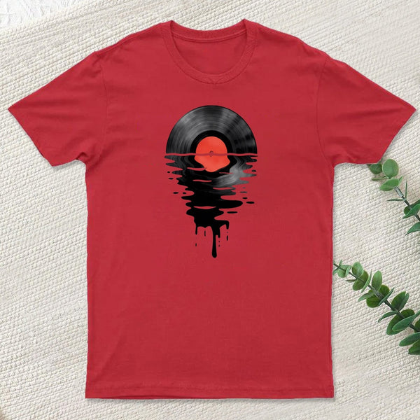 Vinyl Lp Music Record Sunset Red T-Shirt