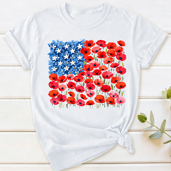 Floral USA Flag 250th Anniversary T-Shirt
