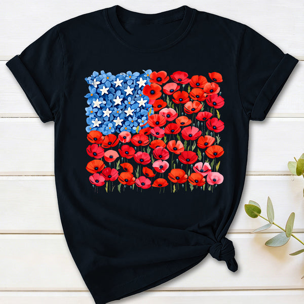 Floral USA Flag 250th Anniversary T-Shirt