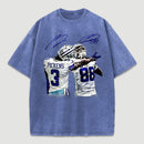 Vintage Close-Up Football Athlete Signature Graphic Washed T-Shirt