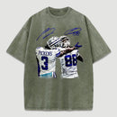 Vintage Close-Up Football Athlete Signature Graphic Washed T-Shirt