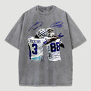 Vintage Close-Up Football Athlete Signature Graphic Washed T-Shirt