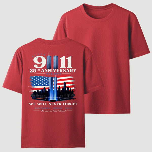 We Will Never Forget 9/11 Memorial T-Shirt
