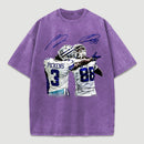 Vintage Close-Up Football Athlete Signature Graphic Washed T-Shirt