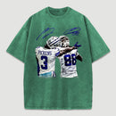 Vintage Close-Up Football Athlete Signature Graphic Washed T-Shirt