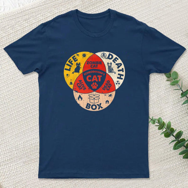 Science Physic Cat Physics Schrodinger'S Cat Venn Diagram Funny T-Shirt