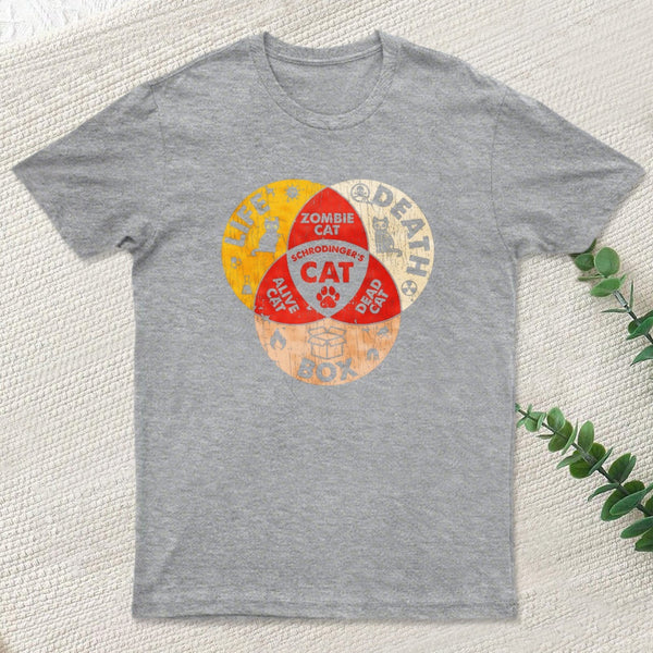 Science Physic Cat Physics Schrodinger'S Cat Venn Diagram Funny T-Shirt