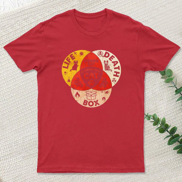 Science Physic Cat Physics Schrodinger'S Cat Venn Diagram Funny T-Shirt
