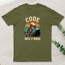 Coding Skeleton Humor Retro Programmer Motivation T-Shirt