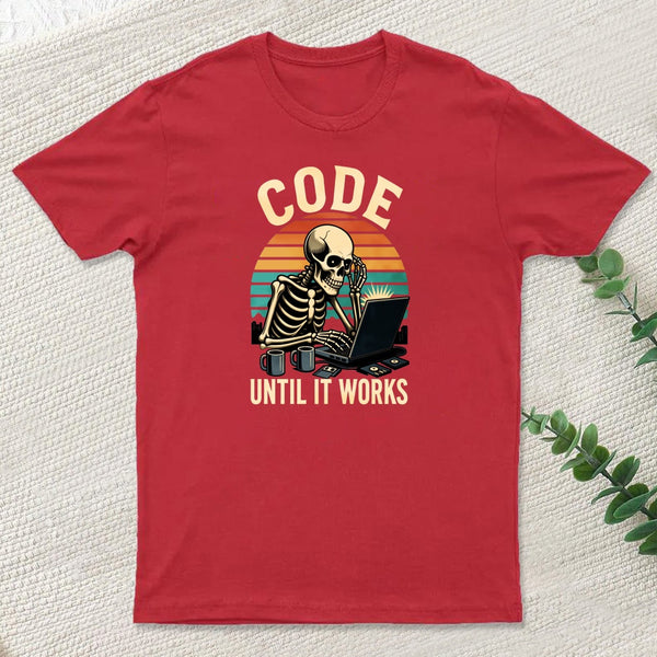 Coding Skeleton Humor Retro Programmer Motivation T-Shirt