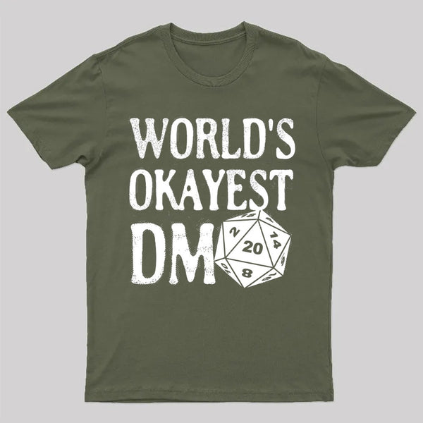 World's Okayest DM D20 Dice Dungeon Dragons Gaming T-Shirt