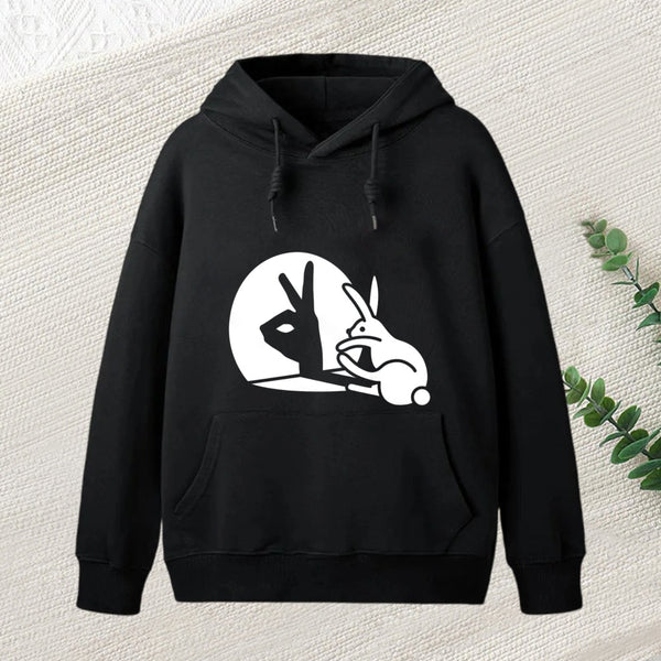 Funny Rabbit Hand Shadow Puppets Bunny Figure Pop Art Hoodie