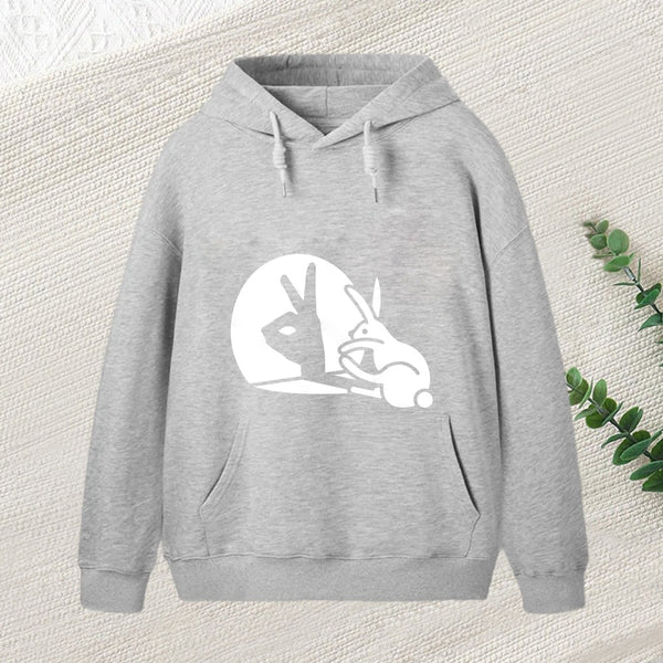 Funny Rabbit Hand Shadow Puppets Bunny Figure Pop Art Hoodie