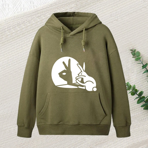 Funny Rabbit Hand Shadow Puppets Bunny Figure Pop Art Hoodie