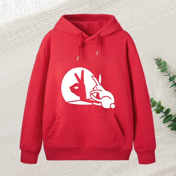 Funny Rabbit Hand Shadow Puppets Bunny Figure Pop Art Hoodie