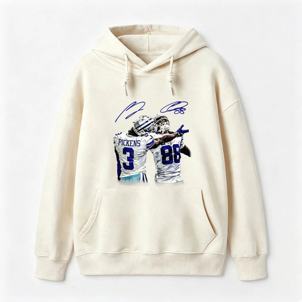 Vintage Close-Up Football Athlete Signature Graphic Washed T-Shirt Hoodie