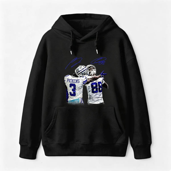 Vintage Close-Up Football Athlete Signature Graphic Washed T-Shirt Hoodie