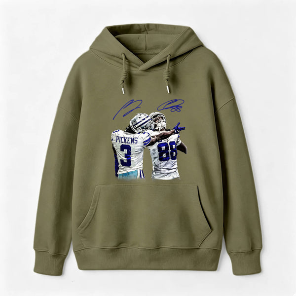 Vintage Close-Up Football Athlete Signature Graphic Washed T-Shirt Hoodie